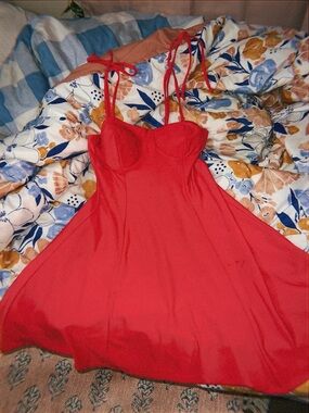 Lily Rose Red Tie-Shoulder A-Line Chemise